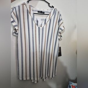Casual Striped V-Neck Tee